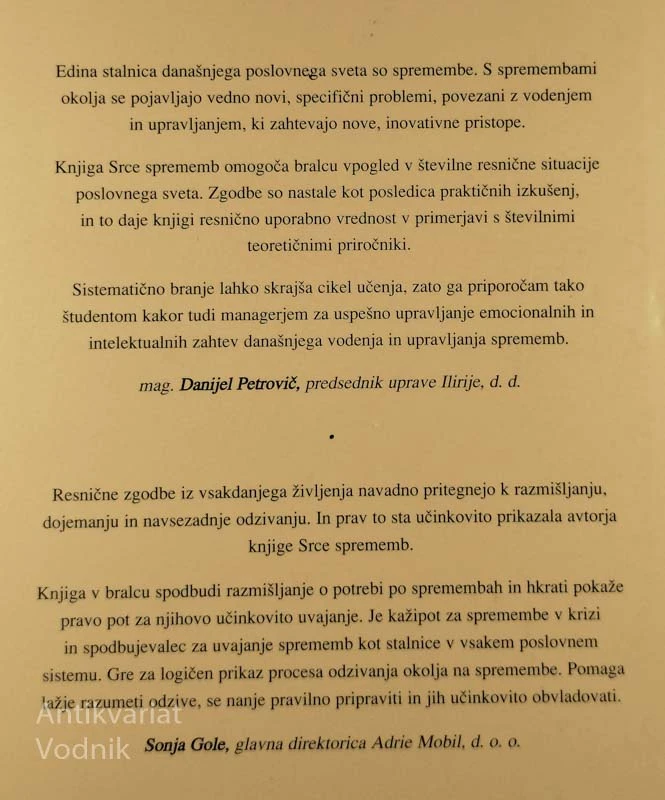 SRCE SPREMEMB; RESNIČNE ZGODBE O TEM, KAKO LJUDJE SPREMINJAJO SVOJE ORGANIZACIJE, John P. Kotter in Dan S. Cohen