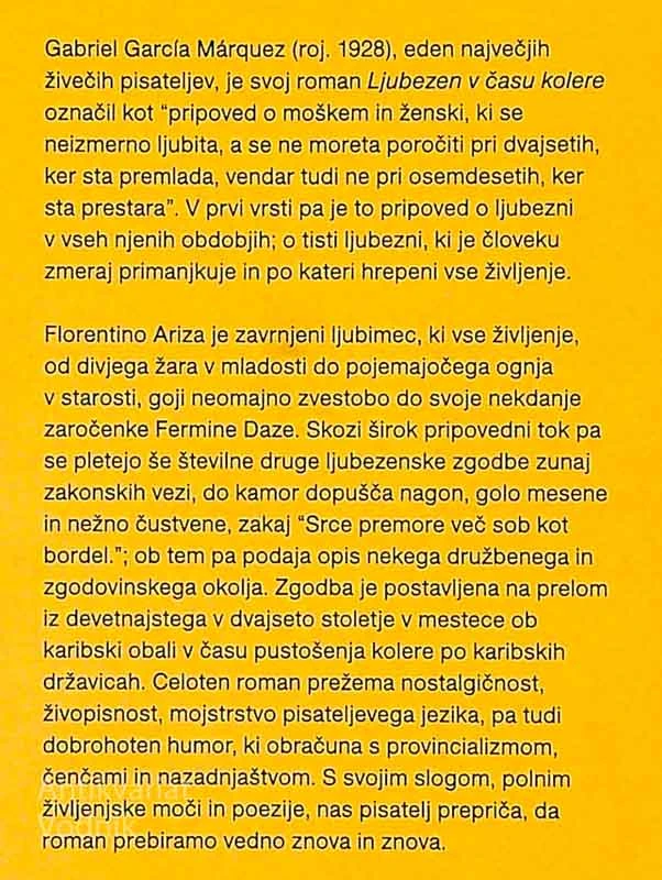 LJUBEZEN V ČASU KOLERE, Gabriel García Márquez