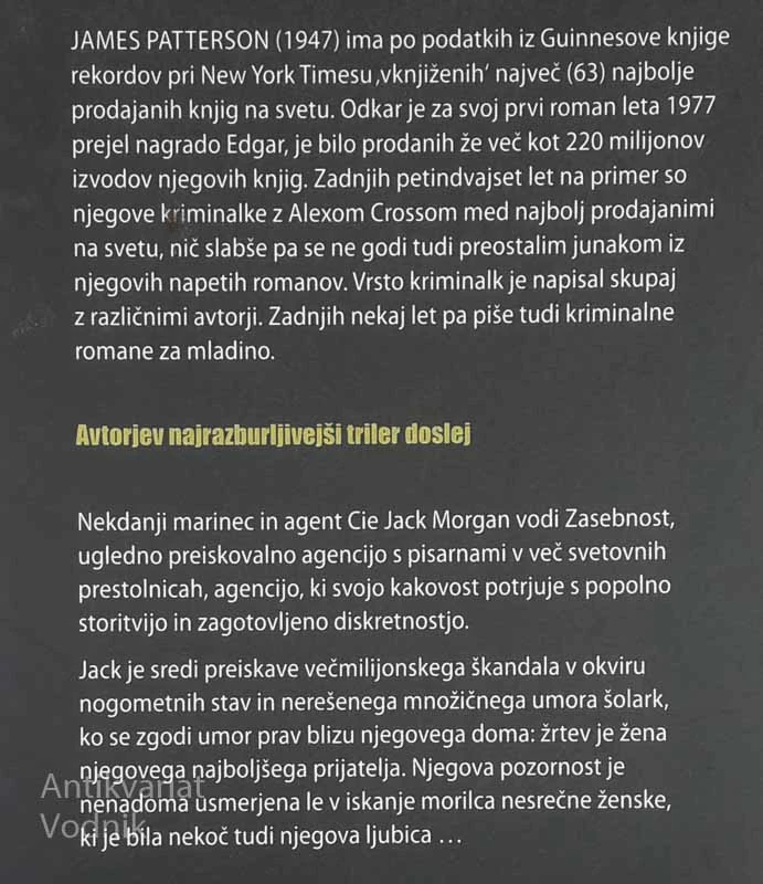ZASEBNOST, James Patterson in Maxine Paetro
