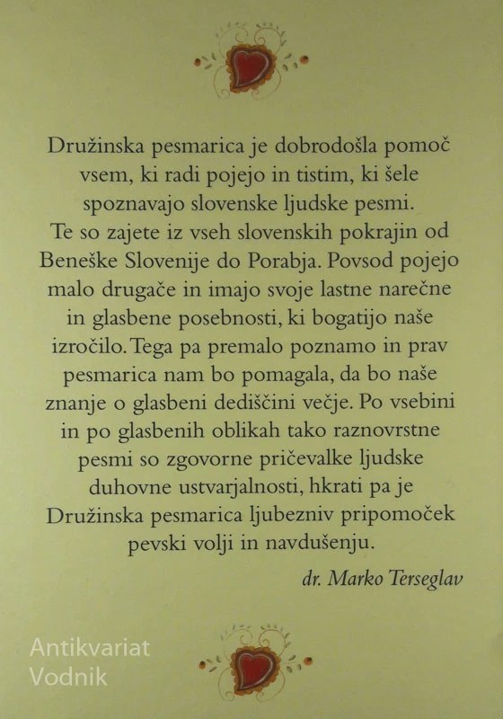 DRUŽINSKA PESMARICA, 100 slovenskih ljudskih in ponarodelih pesmi