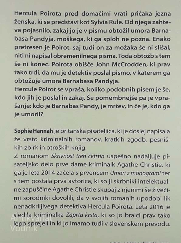 SKRIVNOST TREH ČETRTIN, Sophie Hannah (Agatha Christie)