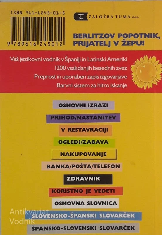 ŠPANSKI POPOTNIK, slovarček besednih zvez z izgovorjavo (Berlitz)