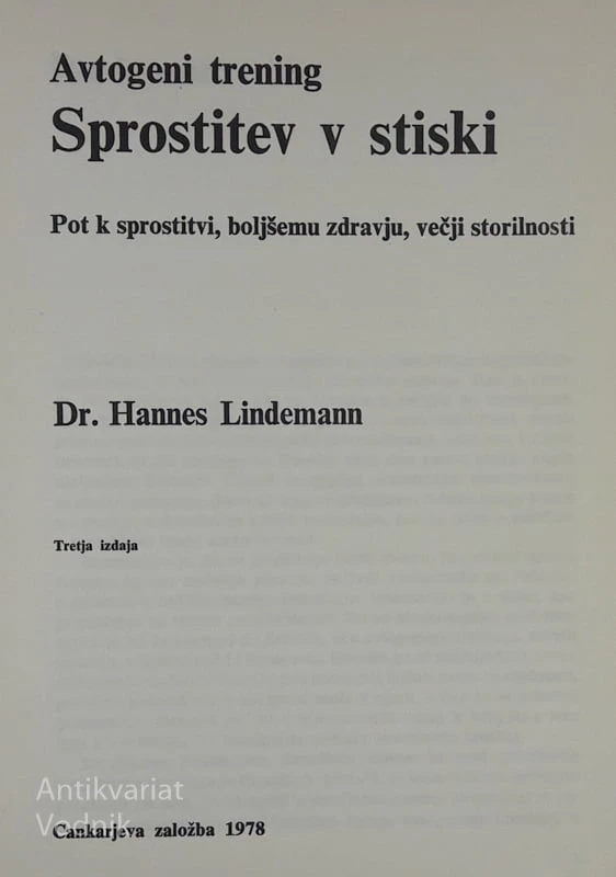 SPROSTITEV V STISKI, Avtogeni trening, dr. Hannes Lindemann
