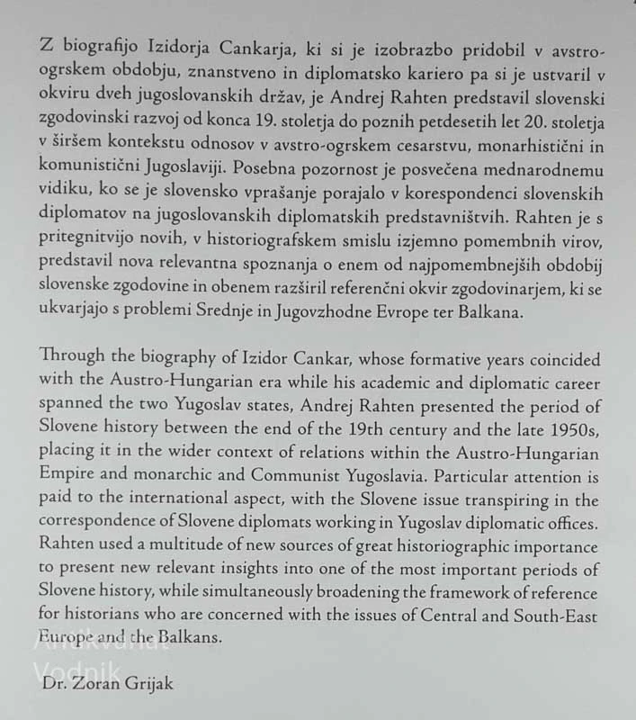 IZIDOR CANKAR; DIPLOMAT V JUGOSLAVIJI, Andrej Rahten