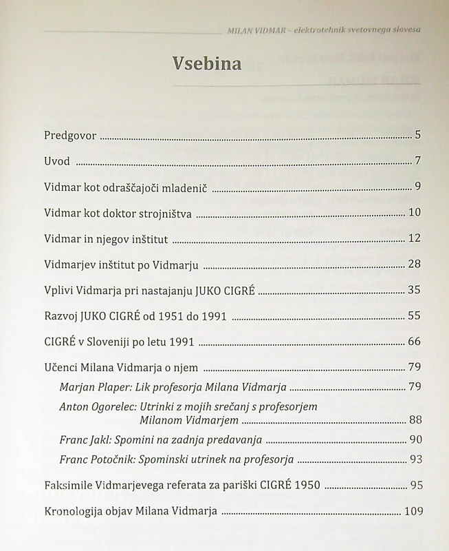 MILAN VIDMAR; ELEKTROTEHNIK SVETOVNEGA SLOVESA, več avtorjev