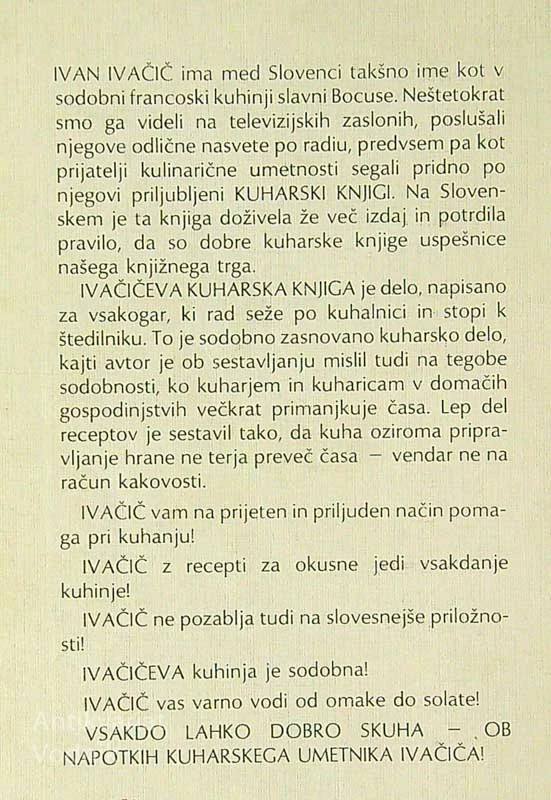 KUHARSKA KNJIGA, Ivan Ivačič