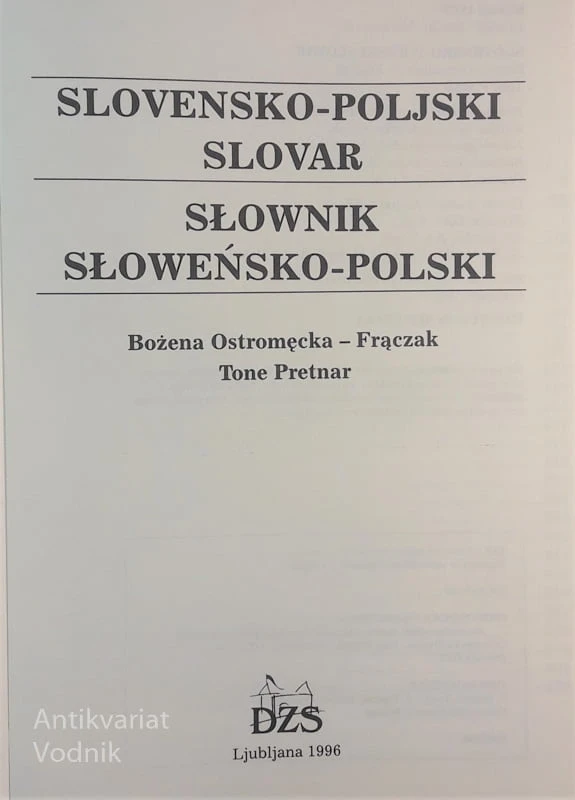 SLOVENSKO – POLJSKI SLOVAR, Fraczak – Pretnar
