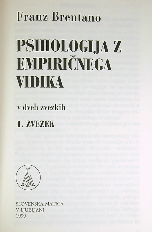 PSIHOLOGIJA Z EMPIRIČNEGA VIDIKA, Franz Brentano