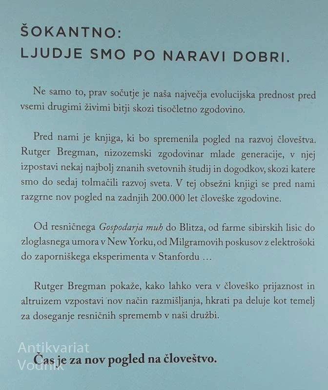 ČLOVEŠTVO: ZGODOVINA SKOZI PRIZMO OPTIMIZMA, Rutger Bregman