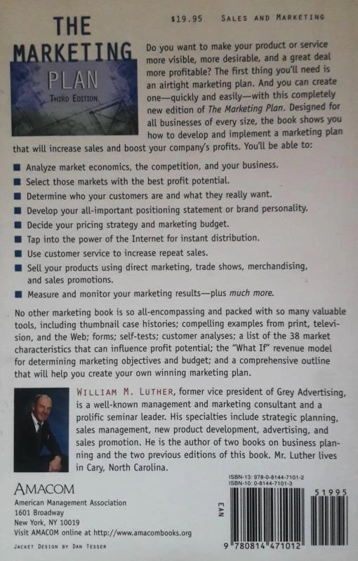 THE MARKETING PLAN, How to Prepare and Implement It, William M. Luther