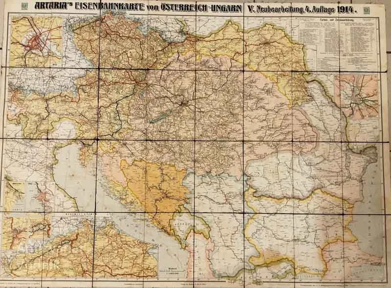 ARTARIA’S EISENBAHNKARTE VON ÖSTERREICH – UNGARN V. Neubearbeitung, 4. Auflage 1914