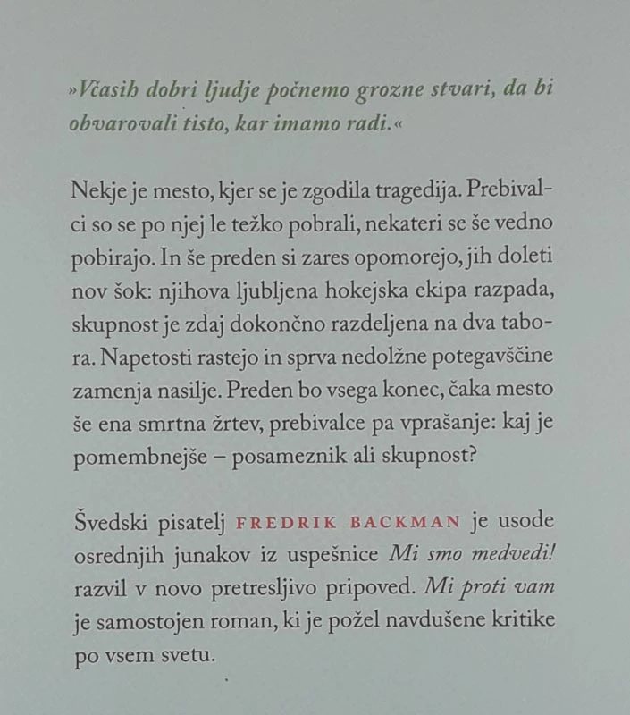 MI PROTI VAM, Fredrik Backman