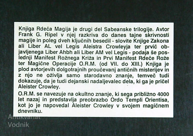 RDEČA MAGIJA, Frank G. Ripel