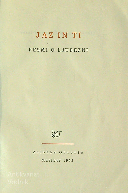 JAZ IN TI; PESMI O LJUBEZNI, več avtorjev