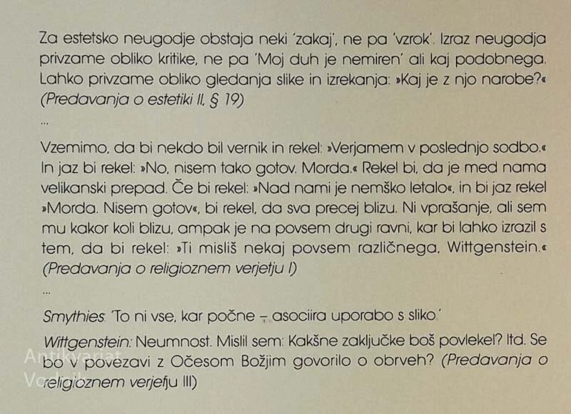 PREDAVANJA IN POGOVORI, Ludwig Wittgenstein