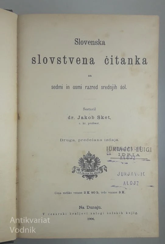 SLOVENSKA ČITANKA ZA SEDMI IN OSMI RAZRED SREDNJIH ŠOL, dr. Jakob Sket