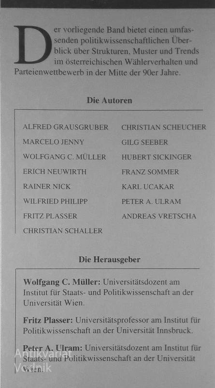 WAHLERVERHALTEN UND PARTEIENWETTBEWERB