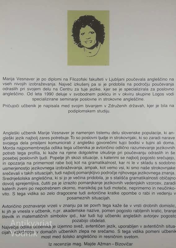 ANGLEŠČINA ZA POSLOVNE, STROKOVNE IN DRUŽABNE STIKE, Marija Vesnaver