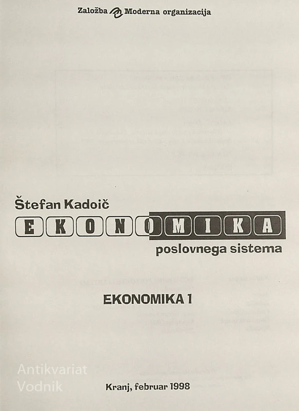 EKONOMIKA POSLOVNEGA SISTEMA, Štefan Kadoič