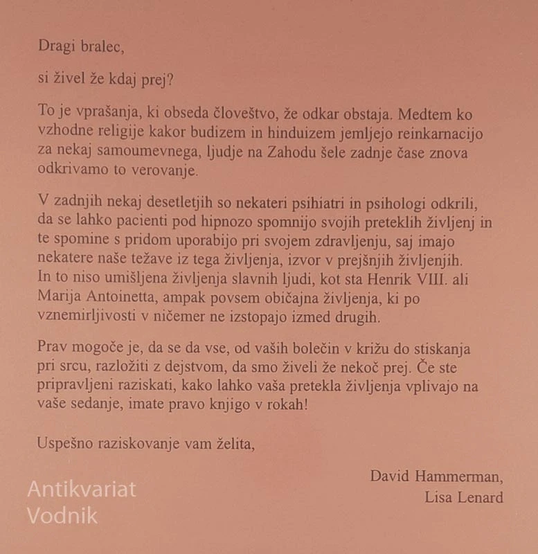 TELEBANOV VODNIK PO REINKARNACIJI, David Hammerman in Lisa Lenard