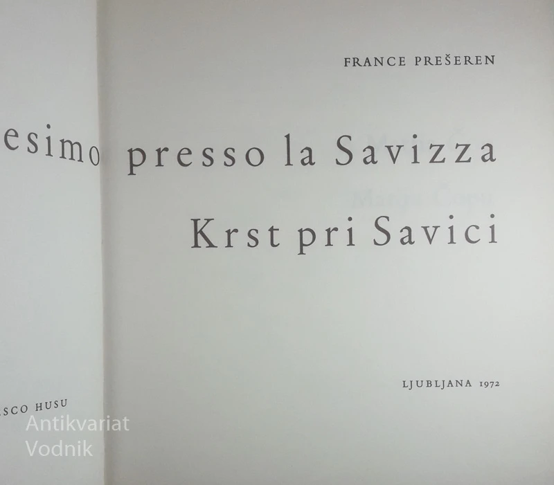 IL BATTESIMO PRESSO LA SAVIZZA/KRST PRI SAVICI, France Prešeren