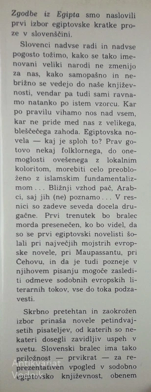 ZGODBE IZ EGIPTA; IZBOR SODOBNE EGIPTOVSKE NOVELE IN ČRTICE
