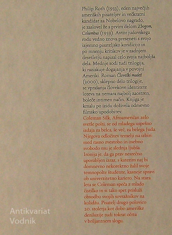 ČLOVEŠKI MADEŽ, Philip Roth