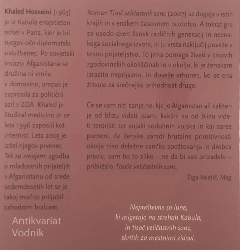 TISOČ VELIČASTNIH SONC, Khaled Hosseini