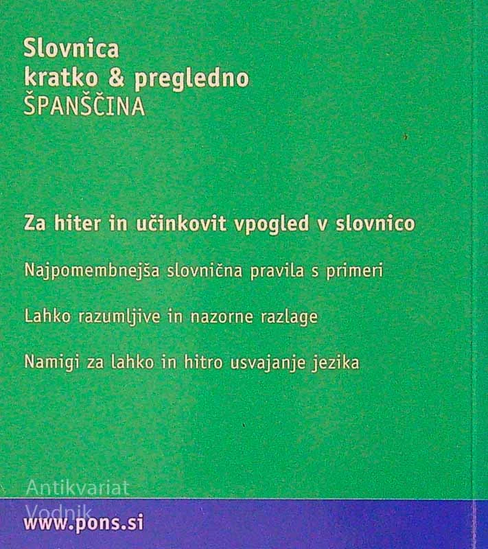 SLOVNICA KRATKO IN PREGLEDNO; ŠPANŠČINA