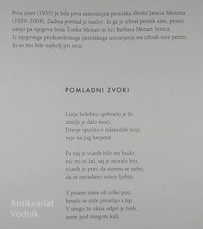 ZADNJA POMLAD, Janez Menart