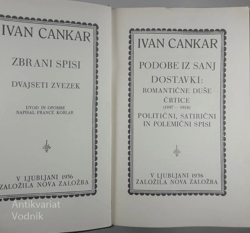 IVAN CANKAR; IZBRANI SPISI XX.