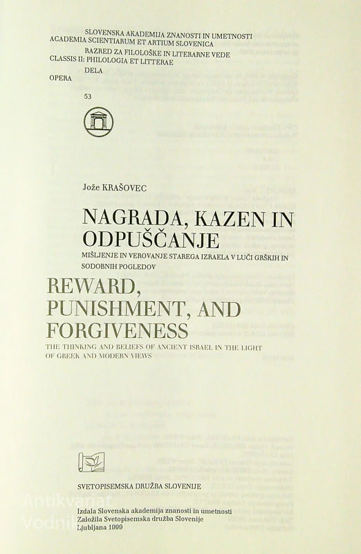 NAGRADA, KAZEN IN ODPUŠČANJE, Jože Krašovec