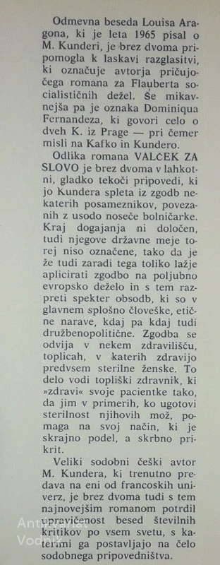 VALČEK ZA SLOVO, Milan Kundera