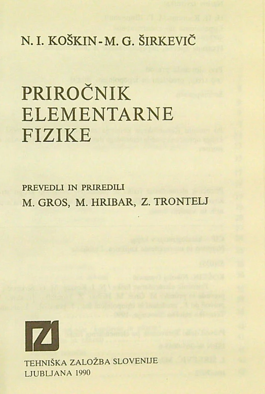 PRIROČNIK ELEMENTARNE FIZIKE, N. I. Koškin – M. G. Širkevič
