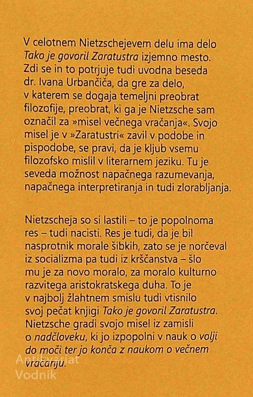 TAKO JE GOVORIL ZARATUSTRA, Friedrich Nietzsche