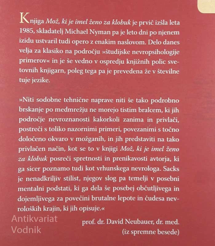 MOŽ, KI JE IMEL ŽENO ZA KLOBUK, Oliver Sacks