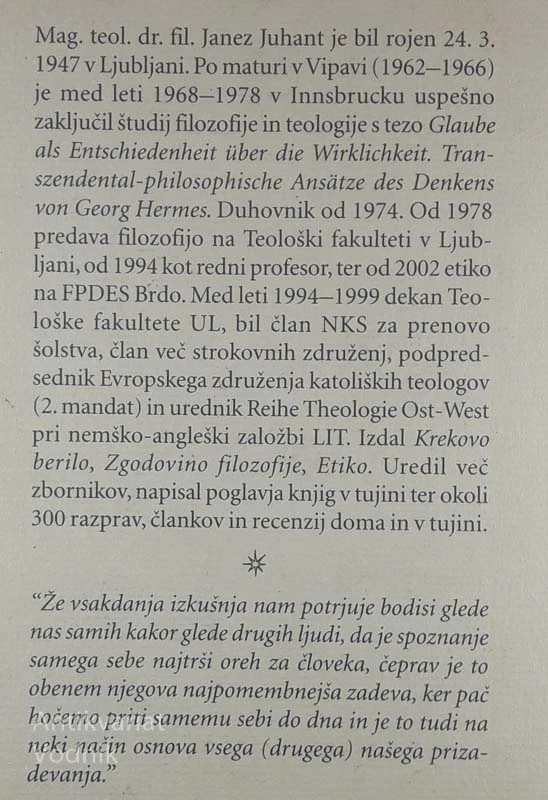 ČLOVEK V ISKANJU SVOJE PODOBE – FILOZOFSKA ANTROPOLOGIJA, Janez Juhant
