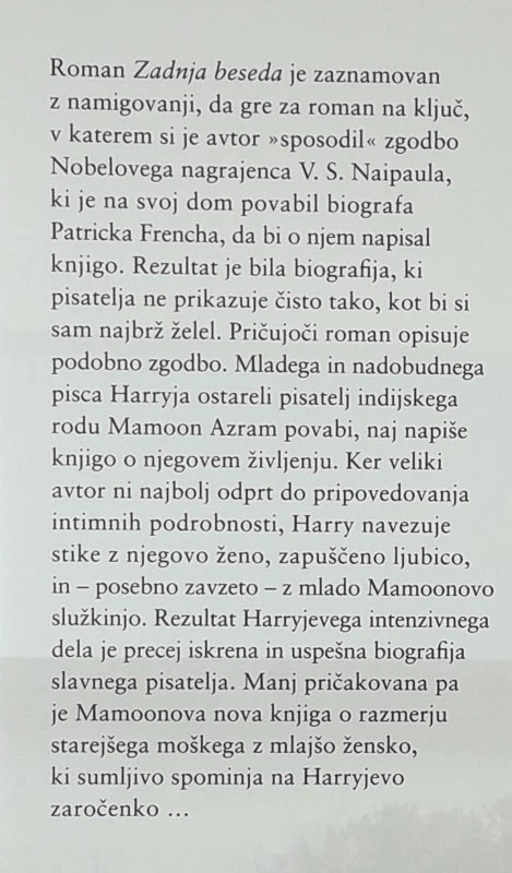 ZADNJA BESEDA, Hanif Kureishi