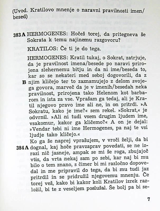 KRATILOS (ALI O PRAVILNOSTI IMEN, LOGIČEN), Platon