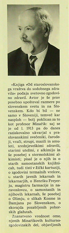 OD STAROSLOVANSKEGA VRAŠTVA DO SODOBNEGA ZDRAVILA, F. Minařik