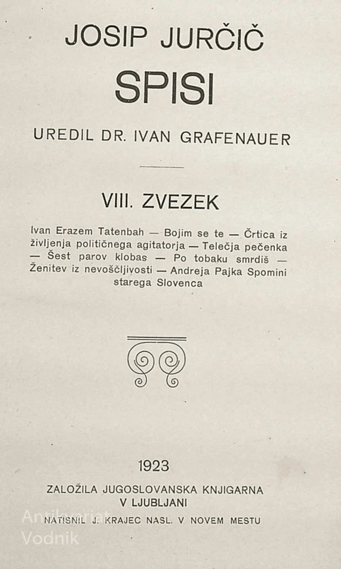 JOSIP JURČIČ; SPISI (VIII. zvezek)