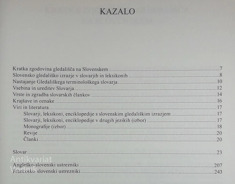 GLEDALIŠKI TERMINOLOŠKI SLOVAR, več avtorjev
