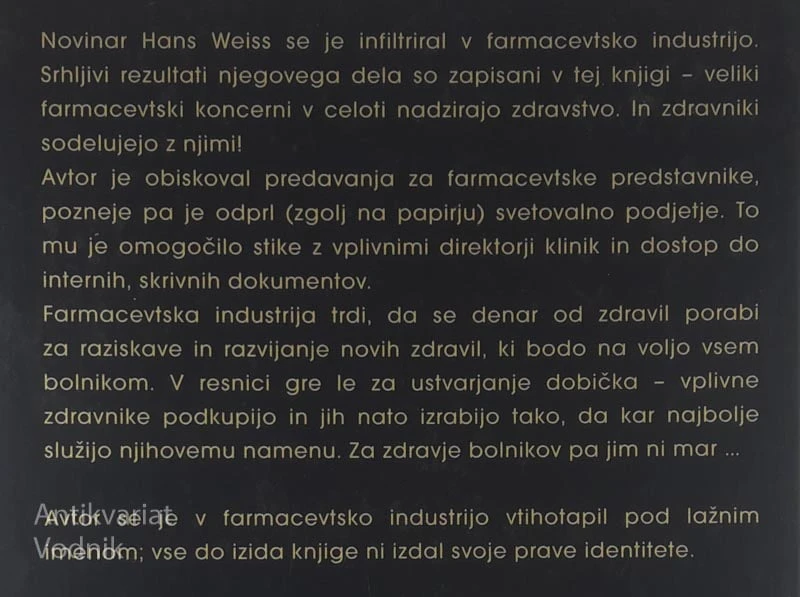 MEDICINA V PRIMEŽU PODKUPNIN, Hans Weiss