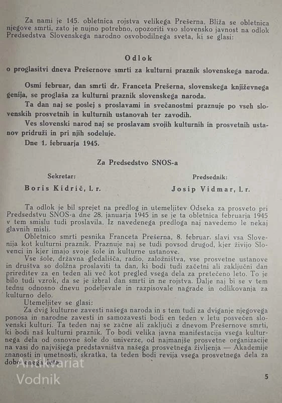PREŠERNOV DAN NAŠ KULTURNI PRAZNIK