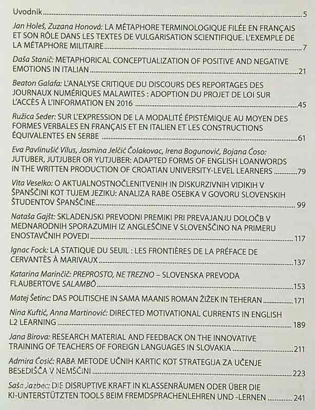 VESTNIK ZA TUJE JEZIKE, Journal for Foreign Languages, letnik XV, št. 1