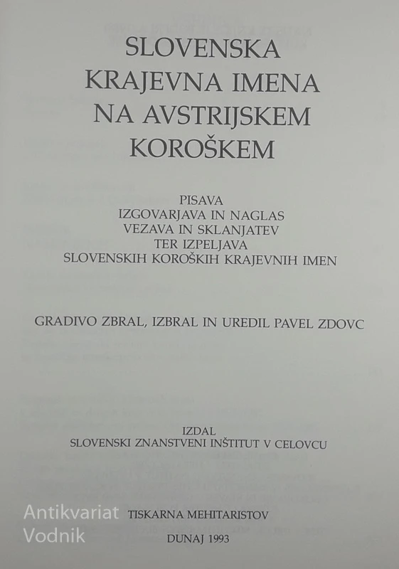 SLOVENSKA KRAJEVNA IMENA NA AVSTRIJSKEM KOROŠKEM, Pavel Zdovc