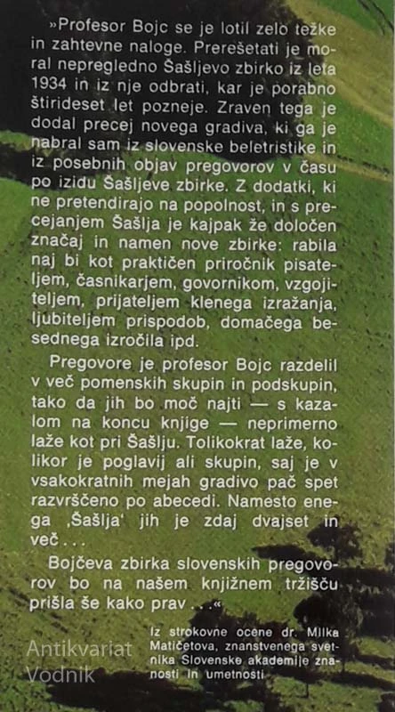 PREGOVORI IN REKI NA SLOVENSKEM, E. Bojc