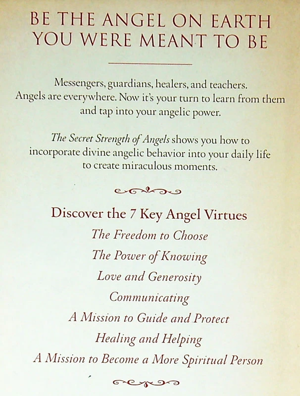 THE SECRET STRENGTH OF ANGELS; 7 VIRTUES TO LIVE BY, Frederic Flach, MD