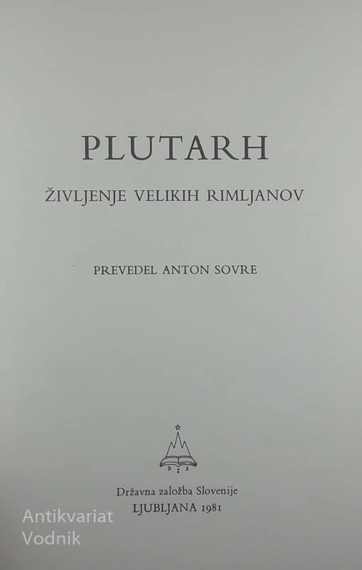 ŽIVLJENJE VELIKIH RIMLJANOV, Plutarh