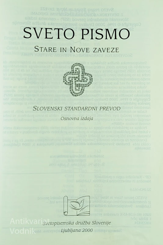 SVETO PISMO; SLOVENSKI STANDARDNI PREVOD